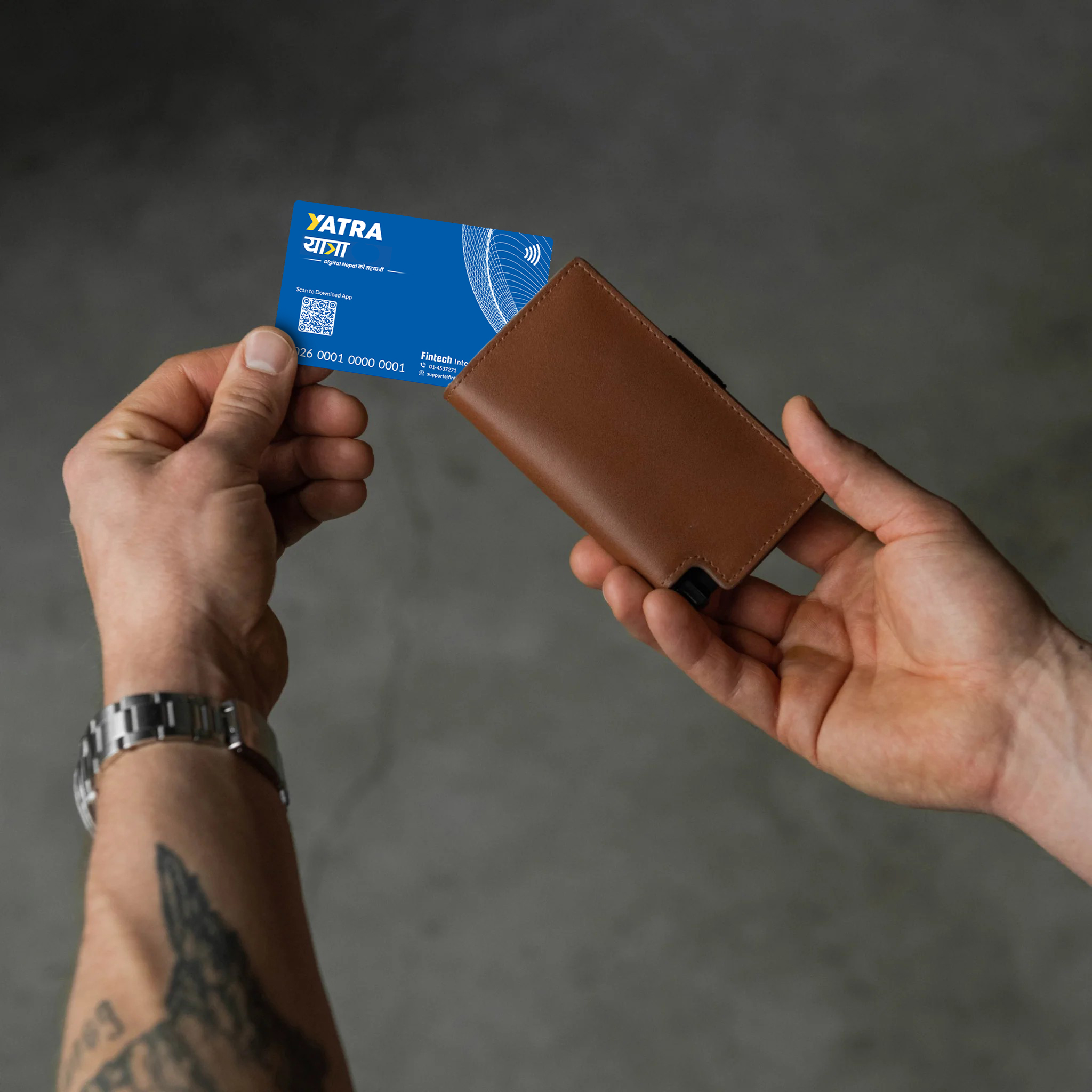 Rider purchasing a Fintech card at an authorized counter